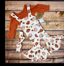 Load image into Gallery viewer, Baby Girl Flare Overall Fall Outfit. Size 3 Months. NWT