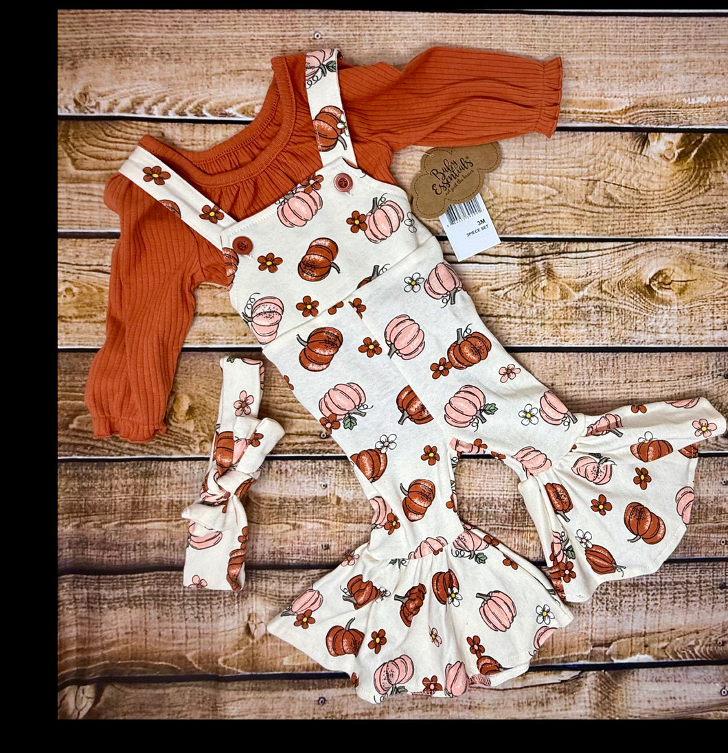 Baby Girl Flare Overall Fall Outfit. Size 3 Months. NWT