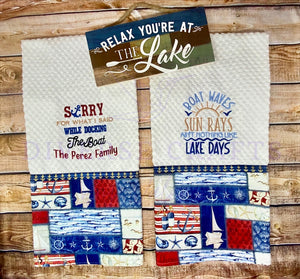 Embroidered Customt Made “Lake” Theme Kitchen Towels