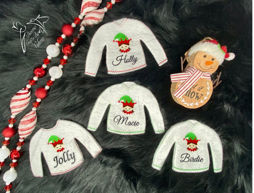 Christmas Personalized Holiday Embroidered Sweaters For Santa Helper Or Dolls