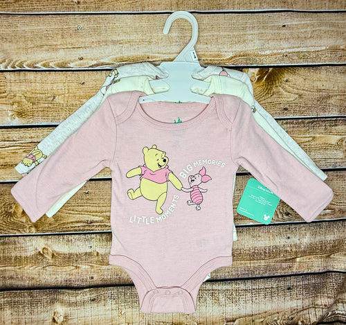 Winnie The Pooh Baby Girl 3 Pack Onesies
