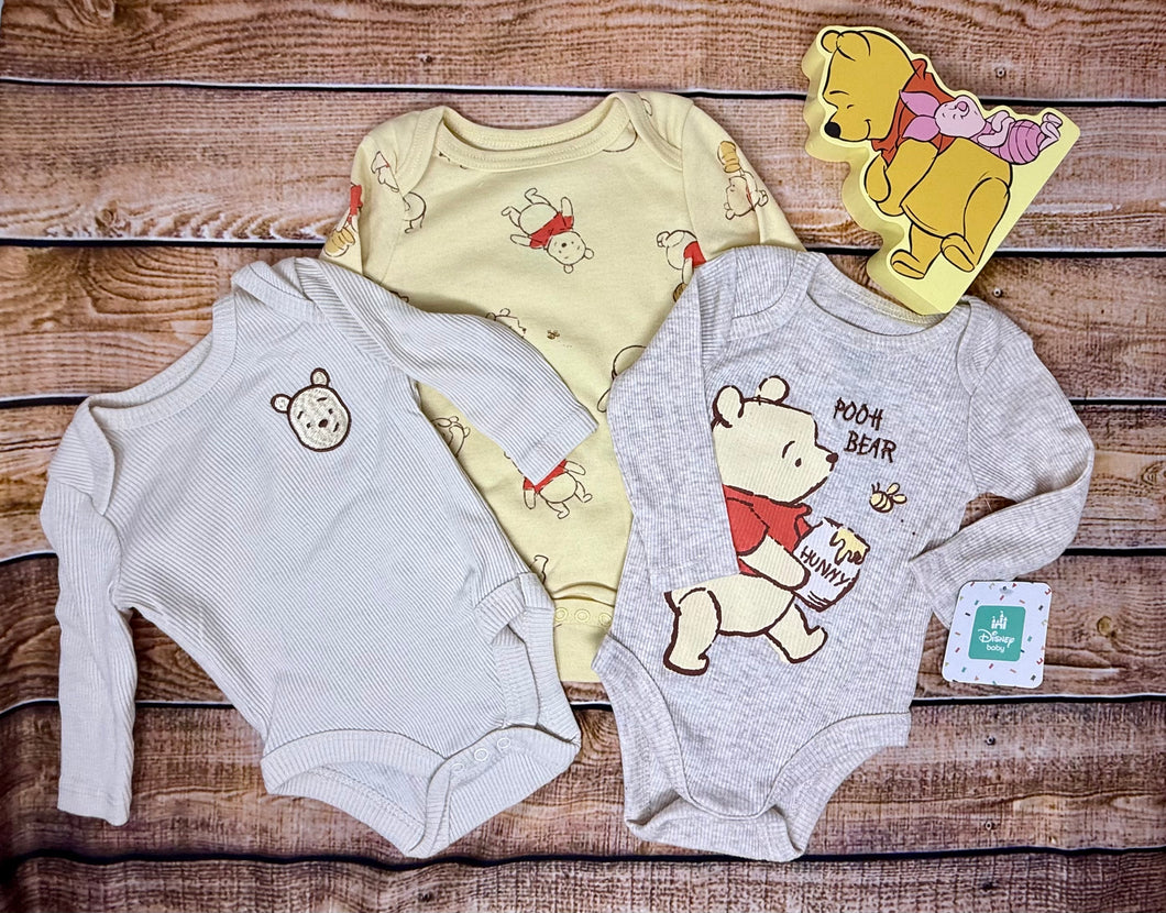 Winnie The Pooh Baby Boy 3 Pack Long Sleeve Bodysuits