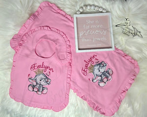 4 Piece Embroidered Baby Elephant Gift Set