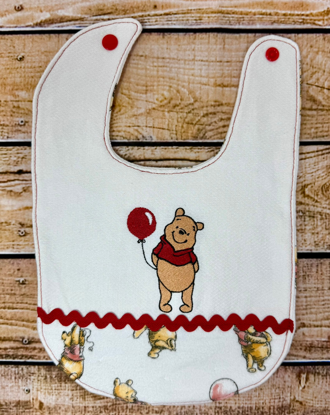 Winnie The Pooh with Red Balloon Baby Bib & Burp Cloth Set