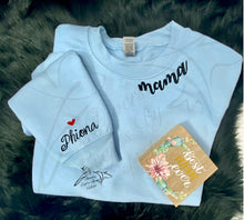 Load image into Gallery viewer, Mama Sweatshirt with Curved Name. Mothers Day,Teachers, Co Worker, Birthday Gift
