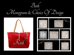 Monogram & Embroidered Design Hobo Shoulder Bag