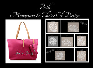 Monogram & Embroidered Design Hobo Shoulder Bag
