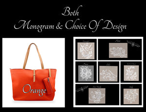 Monogram & Embroidered Design Hobo Shoulder Bag