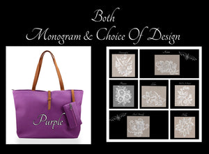 Monogram & Embroidered Design Hobo Shoulder Bag