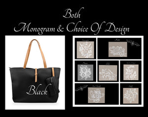 Monogram & Embroidered Design Hobo Shoulder Bag