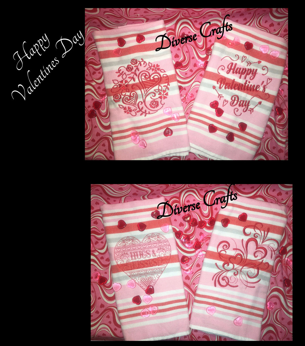 Embroidered Valentine Theme Towels