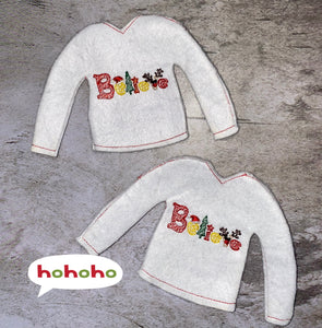 Christmas Holiday Embroidered Sweaters For Santa Helper Or Dolls
