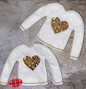 Christmas Holiday Embroidered Sweaters For Santa Helper Or Dolls