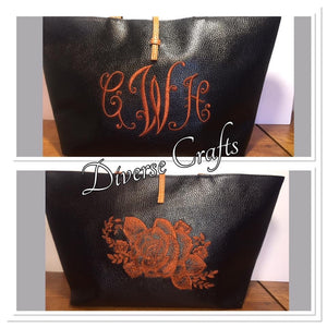 Monogram & Embroidered Design Hobo Shoulder Bag
