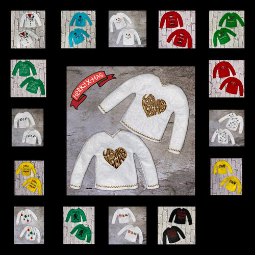 Christmas Holiday Embroidered Sweaters For Santa Helper Or Dolls