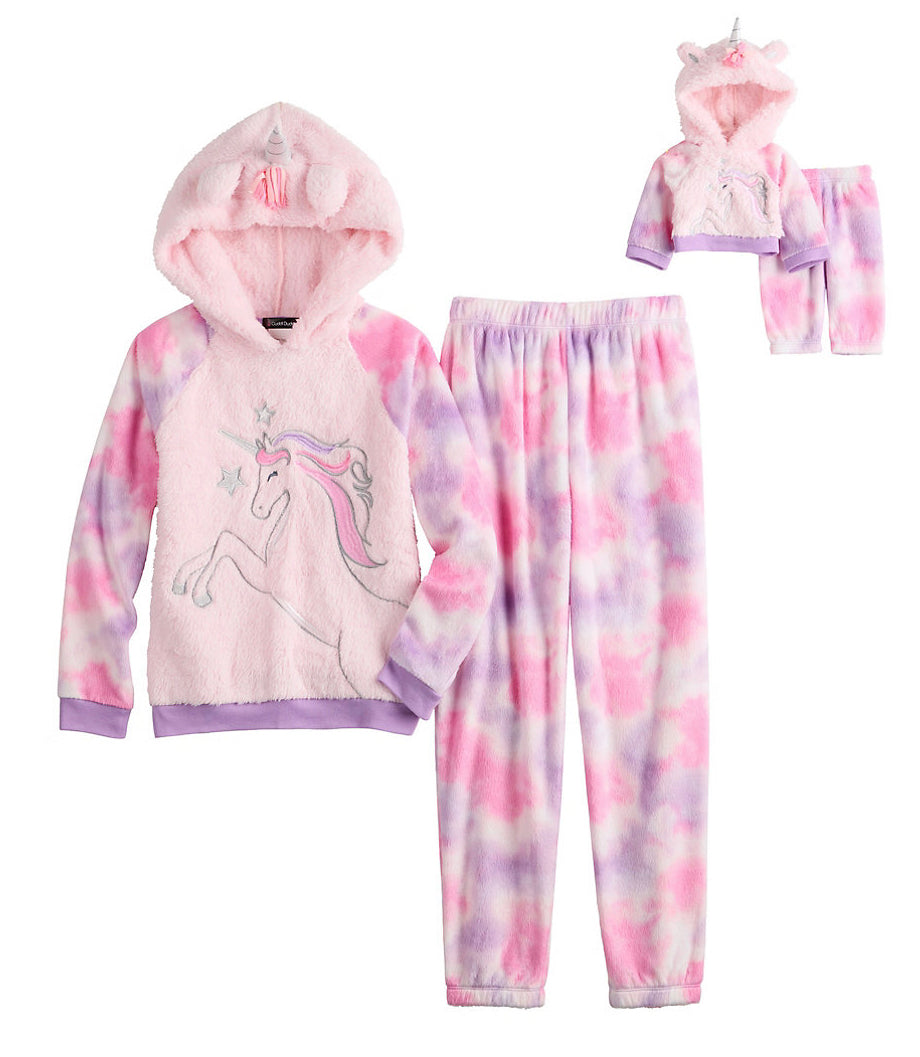 Cuddl Duds Hooded Girls PJ W/Matching Doll PJ -PERSONALIZED Childs Name