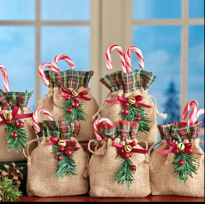 Christmas Holiday Burlap Treat Bags