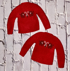 Christmas Holiday Embroidered Sweaters For Santa Helper Or Dolls